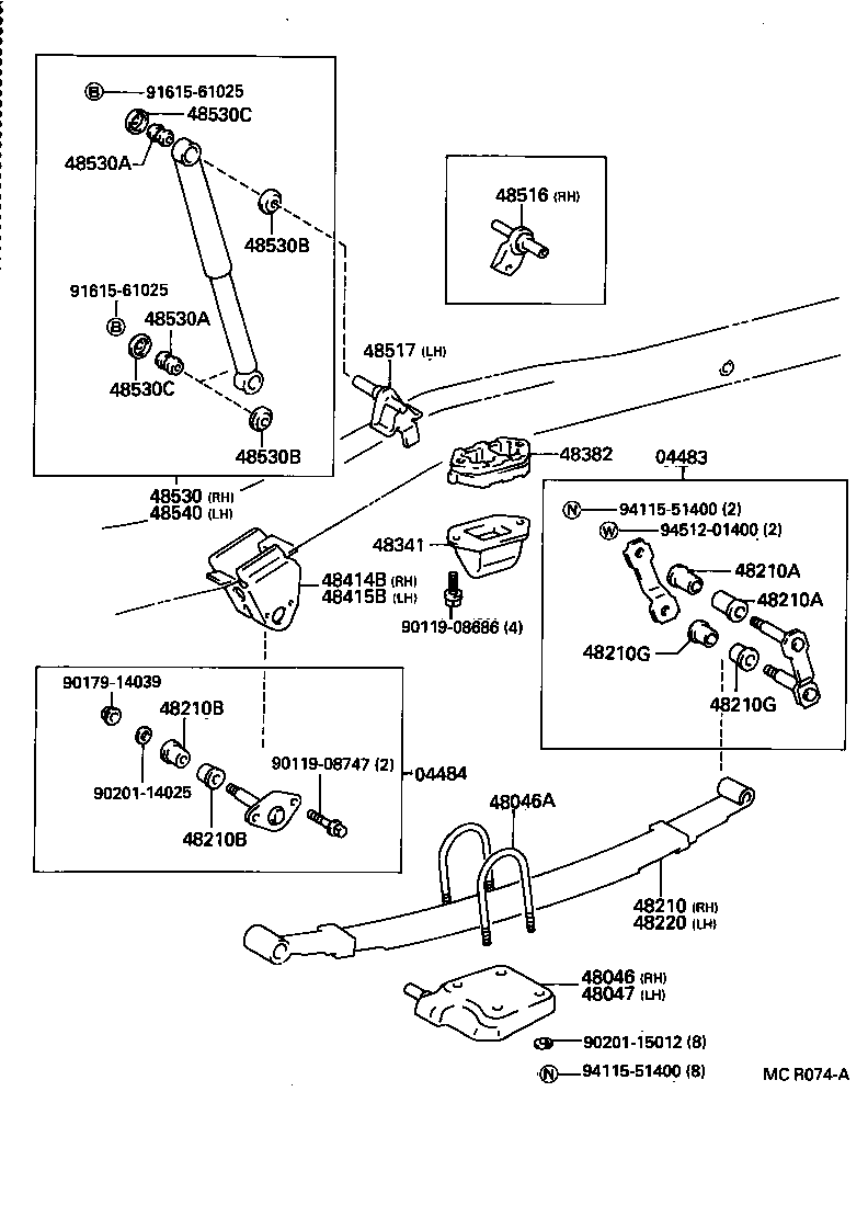 48247-35710 BOLT, REAR SPRING, CENTER product image