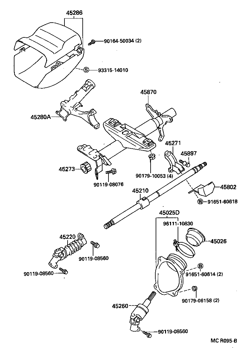 45260-20340 SHAFT ASSY, STEERING INTERMEDIATE, NO.2 product image