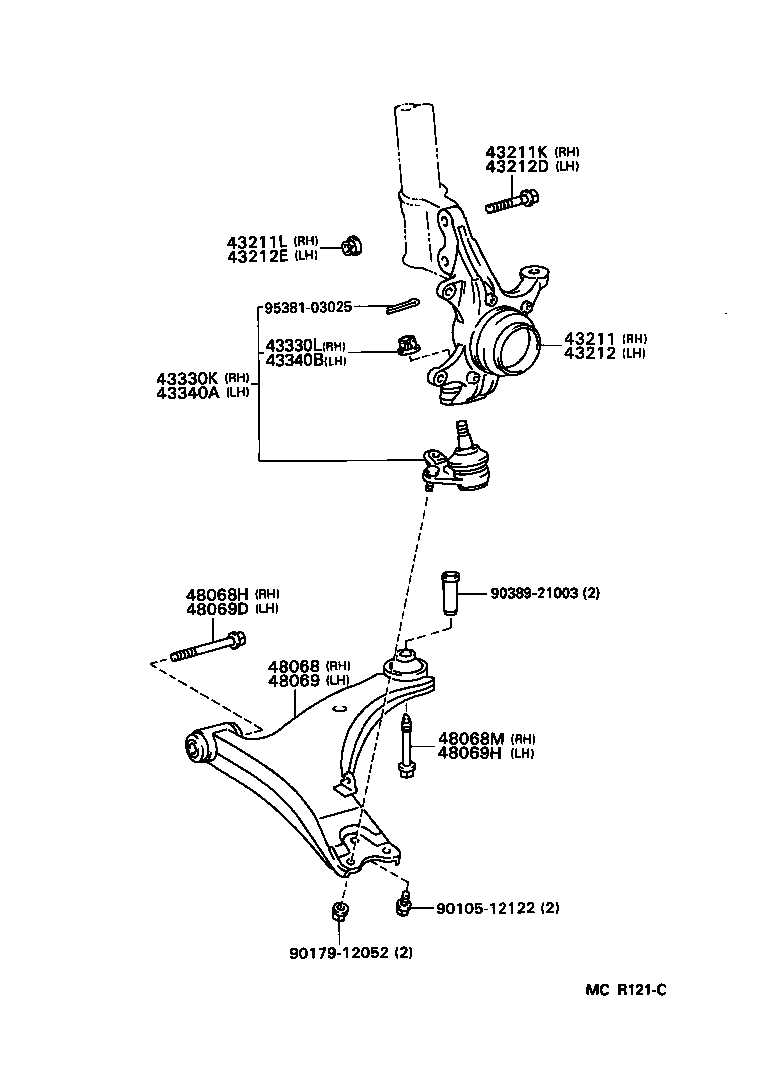 Toyota 43212-20231 KNUCKLE, STEERING, LH