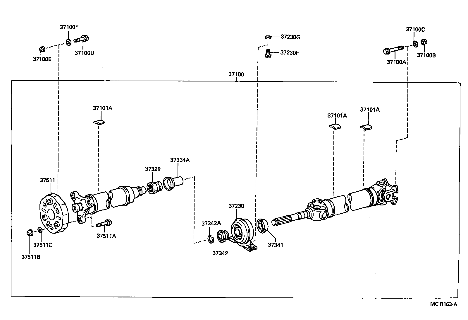 37100-2A130 SHAFT ASSY, PROPELLER W/CENTER BEARING product image