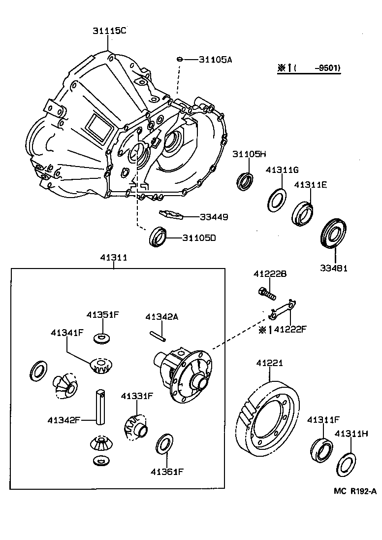41301-20180 CASE SUB-ASSY, FRONT DIFFERENTIAL, NO.1 product image