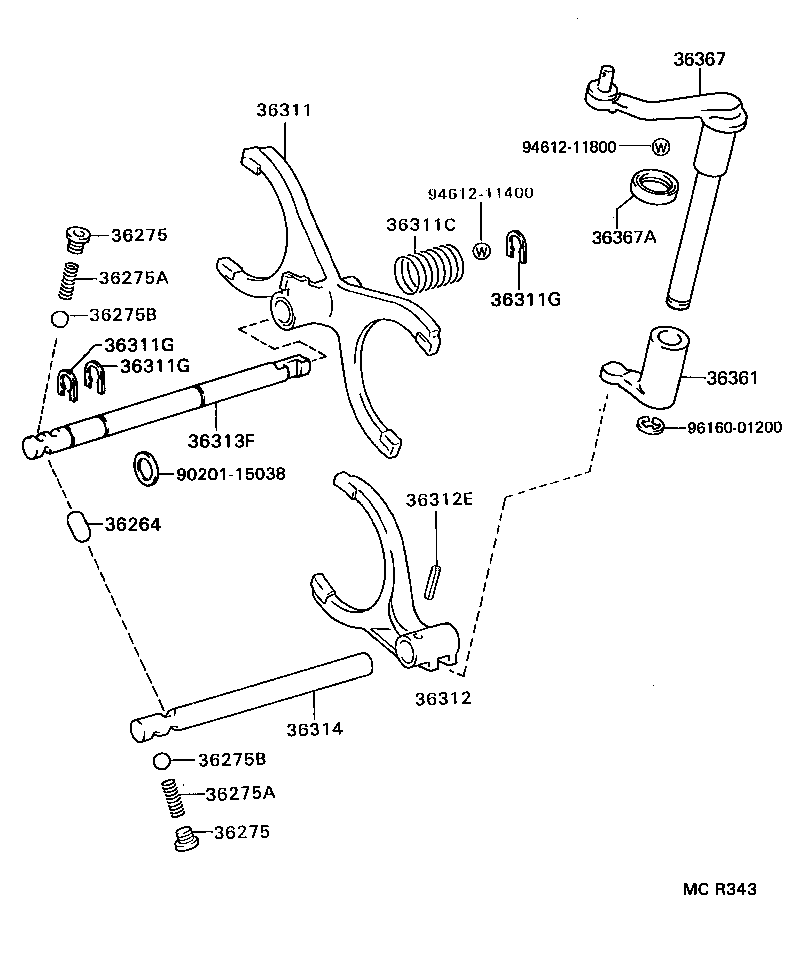 33506-26030 RETAINER SUB-ASSY, TRANSFER CONTROL SHIFT LEVER product image