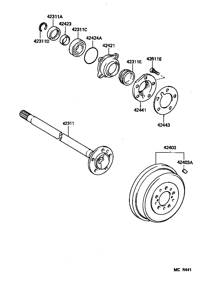 42405-27010 RETAINER, REAR AXLE BEARING, OUTER, RH product image