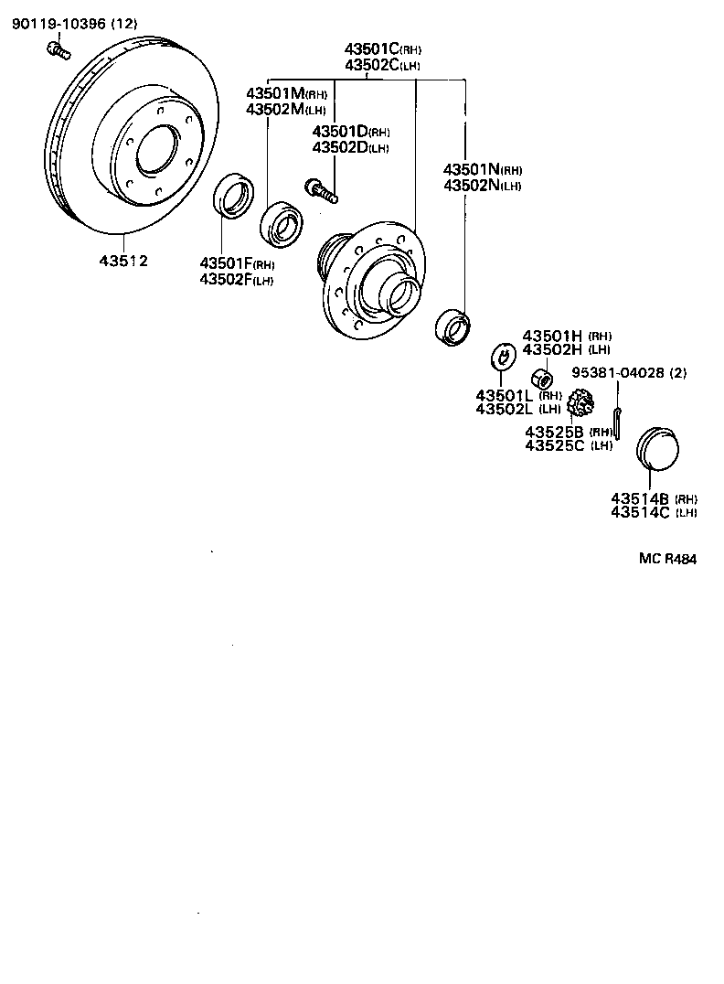 90080-36049 BEARING (FOR FRONT AXLE HUB INNER RH) product image