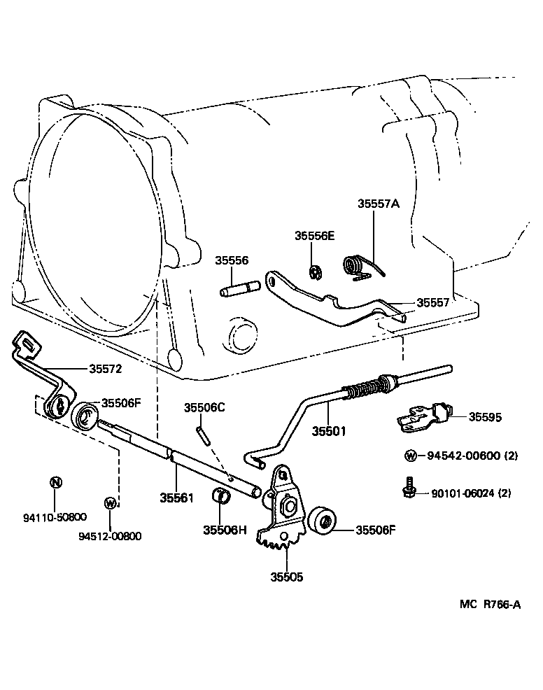 35572-25010 LEVER, TRANSMISSION CONTROL SHAFT, RH product image