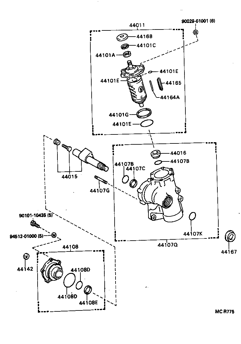 04455-36070 GASKET KIT, POWER STEERING CROSS SHAFT OVERHOLE product image