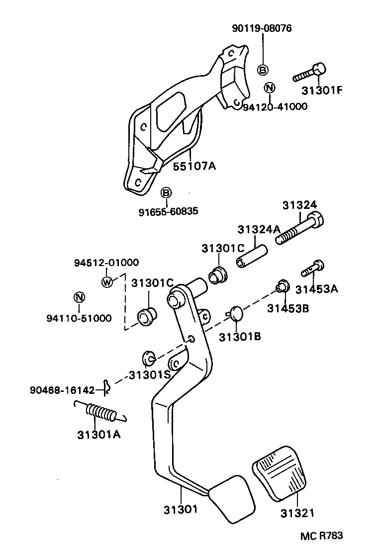 31301-32160 PEDAL SUB-ASSY, CLUTCH product image