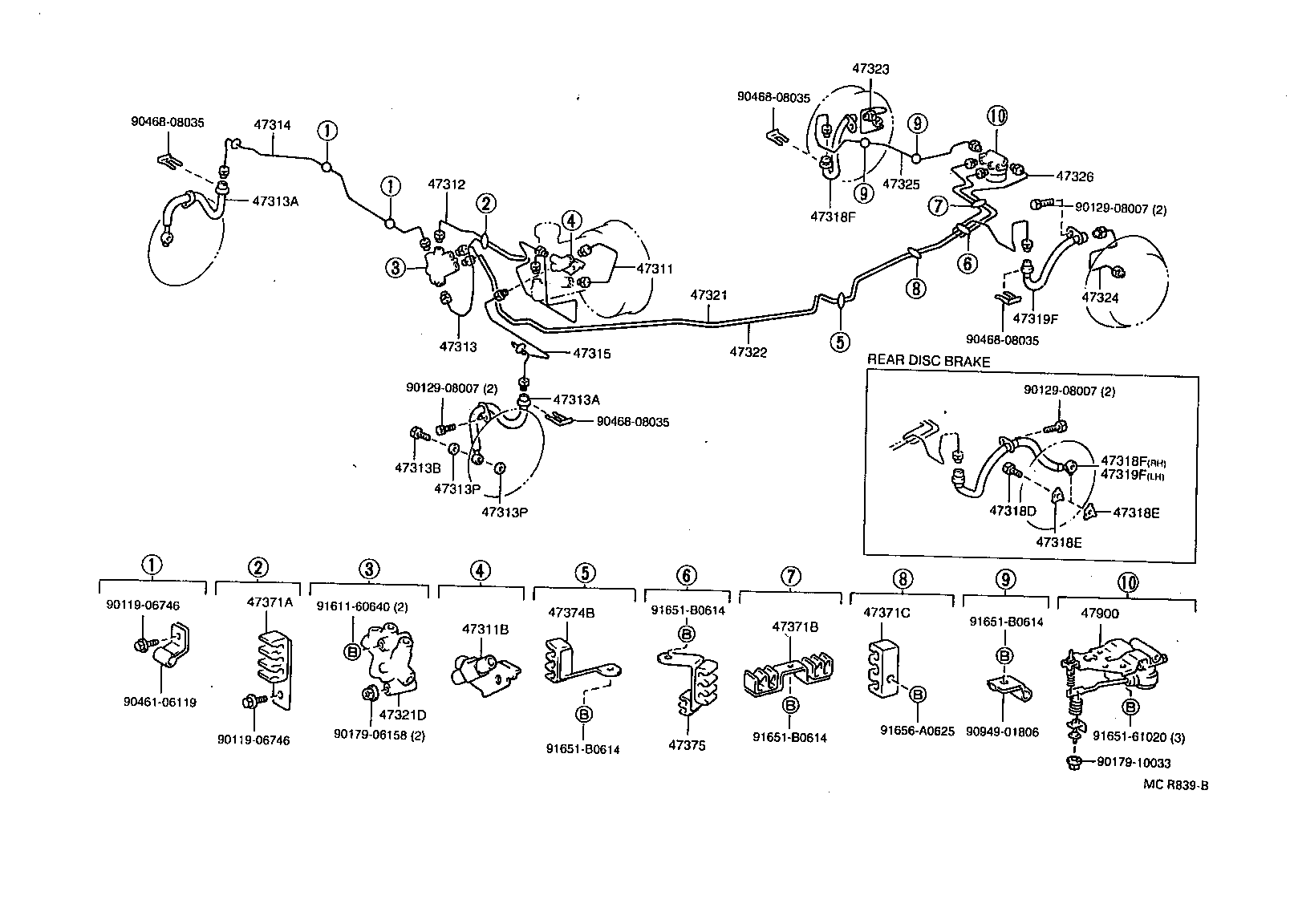 44545-06010 HOLDER, BRAKE ACTUATOR BOLT product image