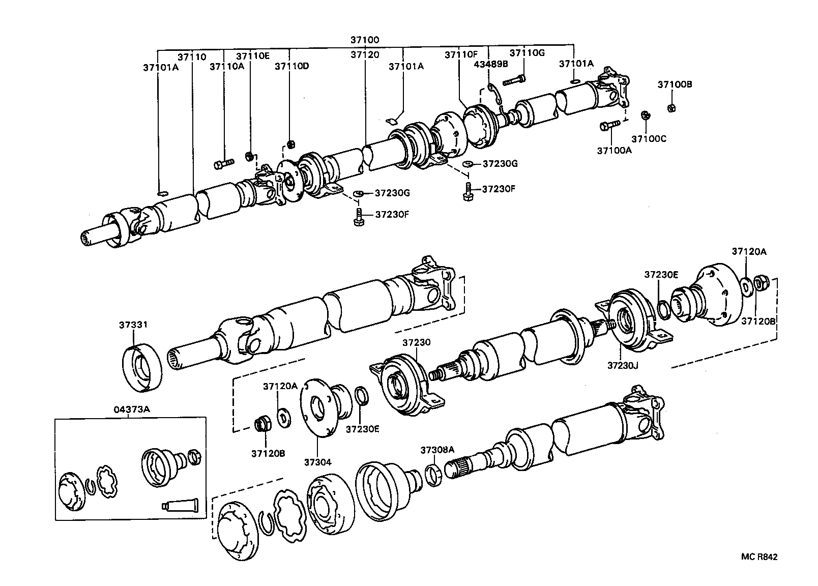 37100-32070 SHAFT ASSY, PROPELLER W/CENTER BEARING product image
