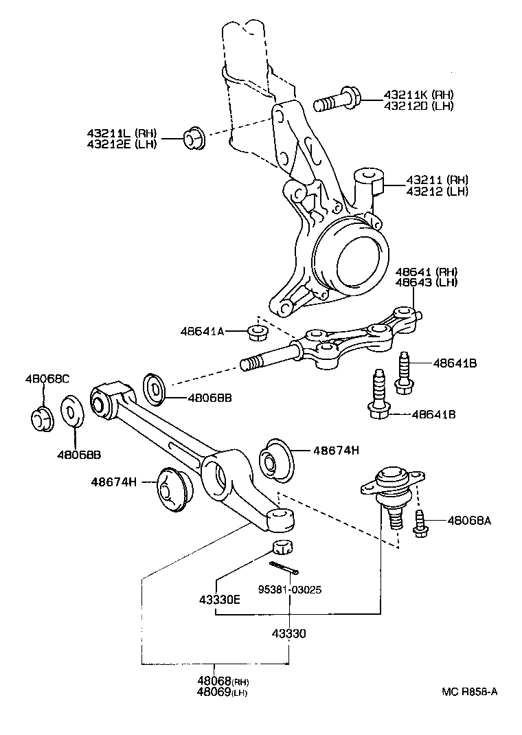 43212-32091 KNUCKLE, STEERING, LH product image