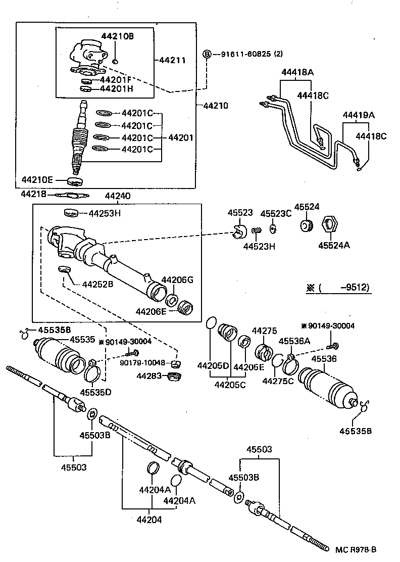 44204-16100 RACK SUB-ASSY, POWER STEERING product image