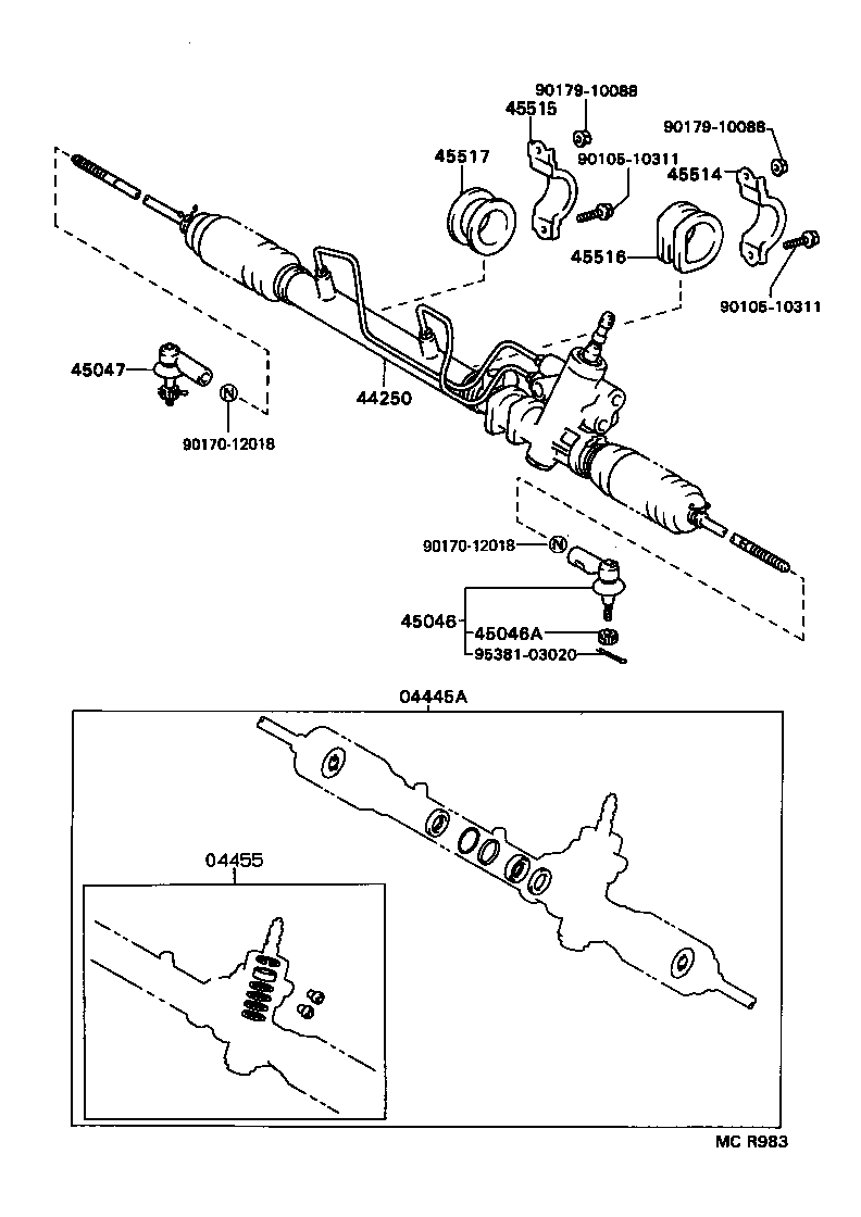 44204-16100 RACK SUB-ASSY, POWER STEERING product image