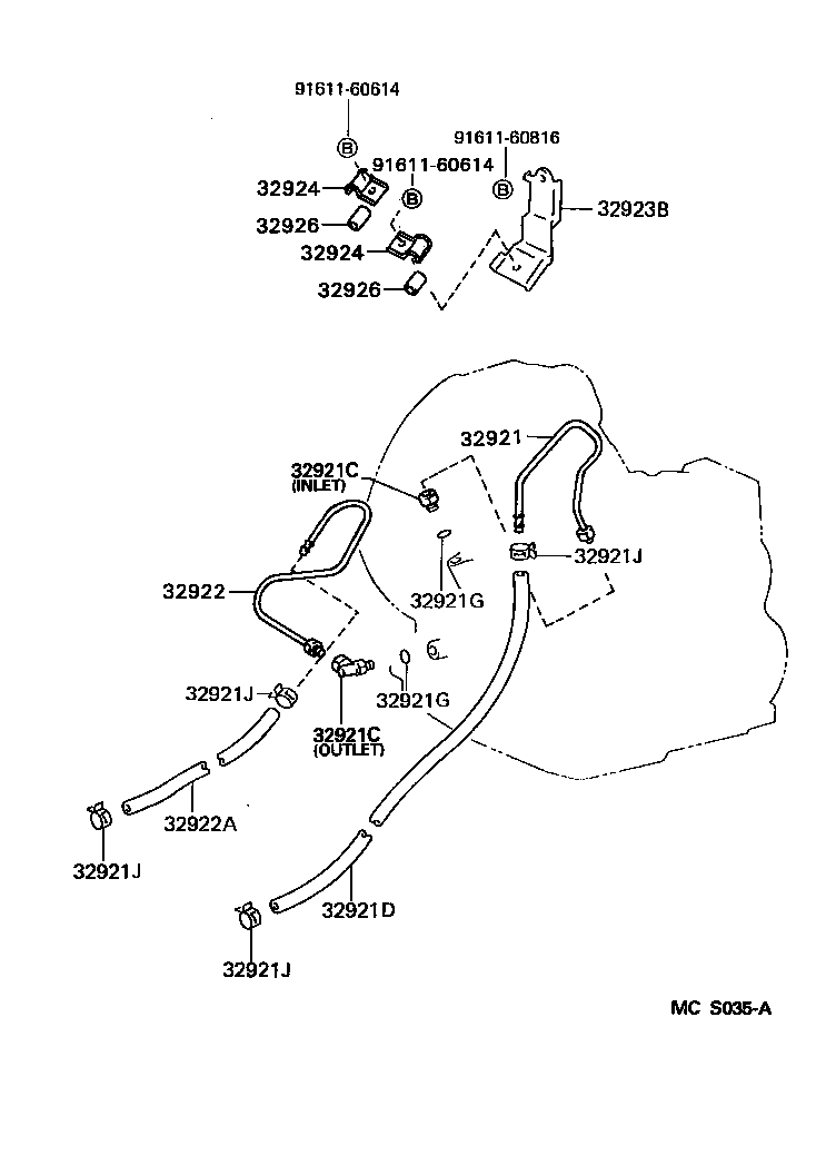 Toyota 90445-15048 HOSE(FOR OIL COOLER INLET)