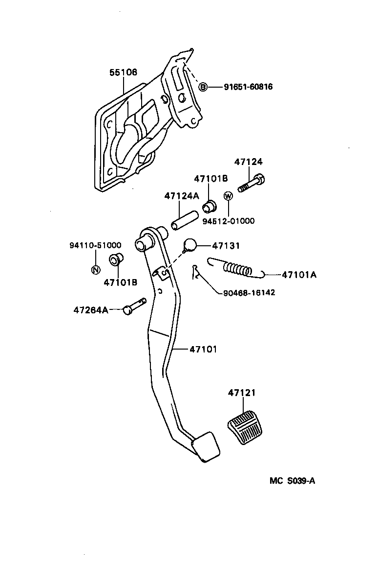 Toyota 47101-16280 PEDAL SUB-ASSY, BRAKE