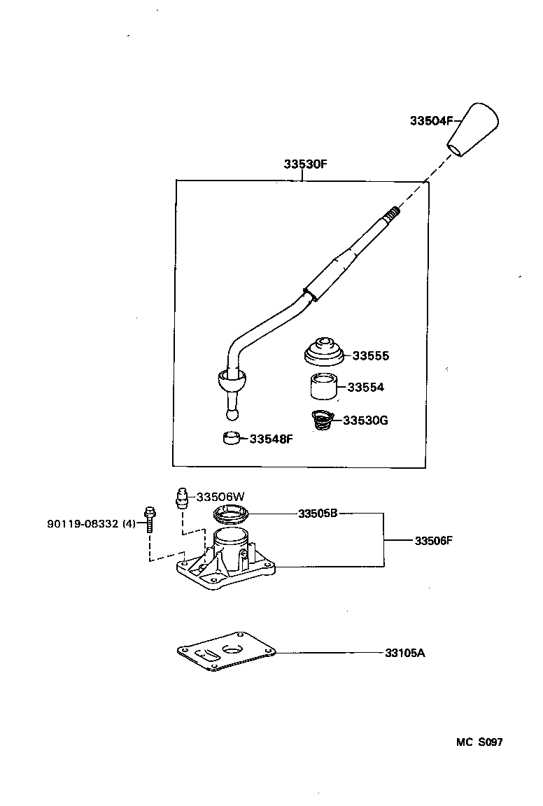 33530-34020 LEVER ASSY, SHIFT (FOR FLOOR SHIFT) product image