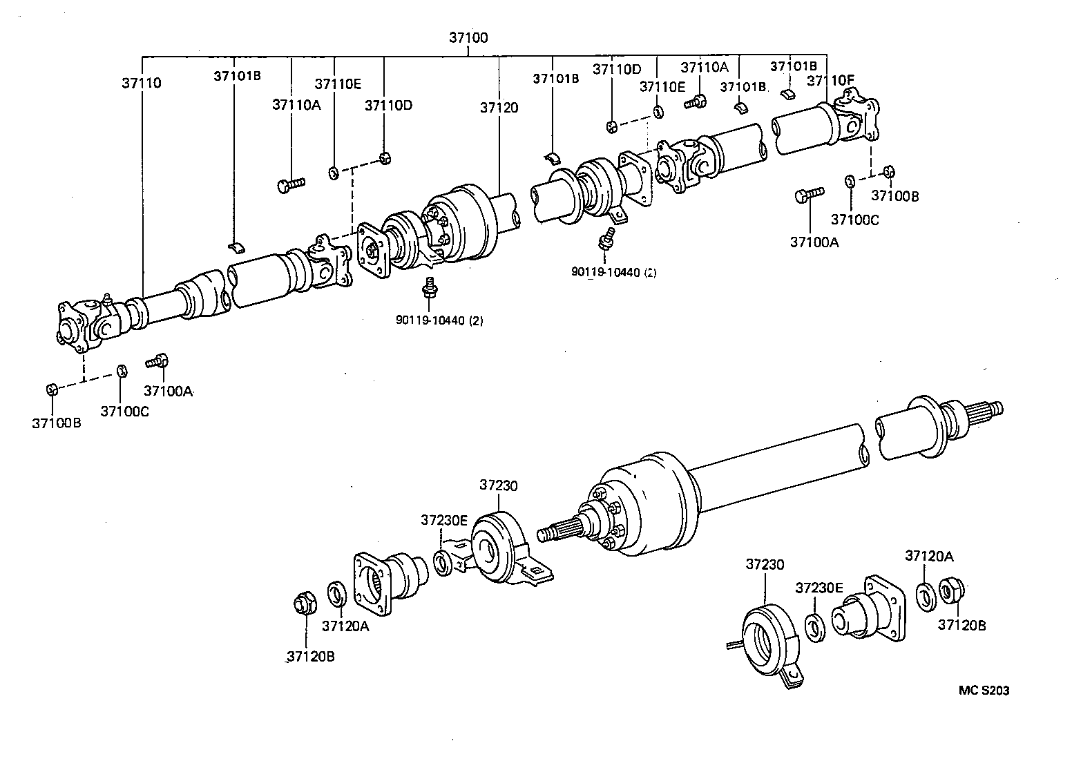 37100-16040 SHAFT ASSY, PROPELLER W/CENTER BEARING product image