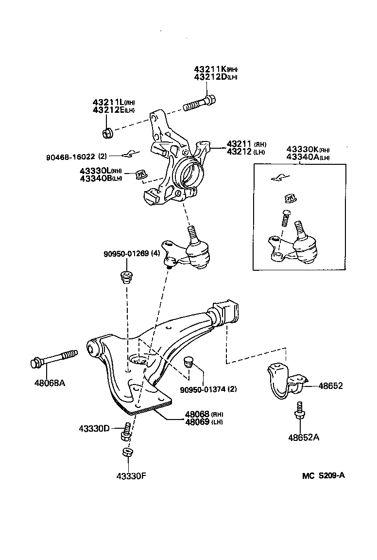 43212-0A010 KNUCKLE, STEERING, LH product image