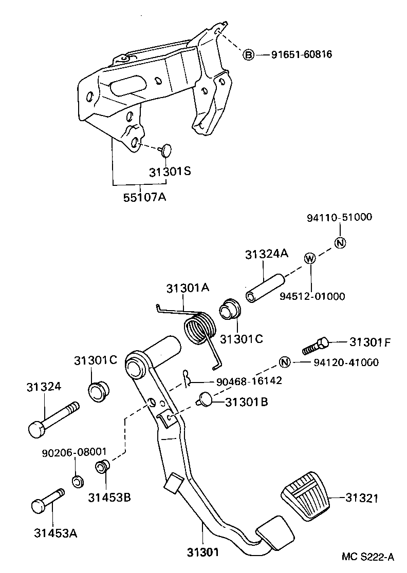 31301-20460 PEDAL SUB-ASSY, CLUTCH product image