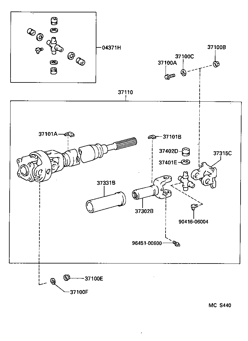 37140-35150 SHAFT ASSY, PROPELLER, FRONT product image
