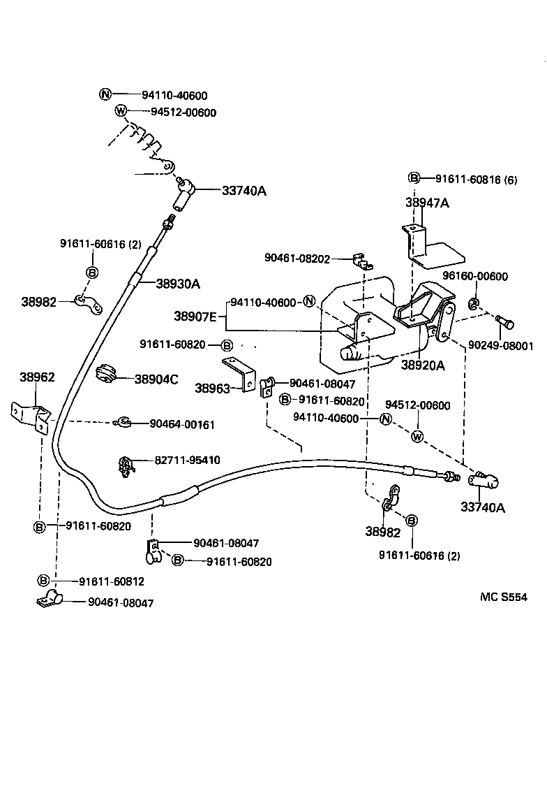 38930-93131 CABLE ASSY, PUSH PULL product image