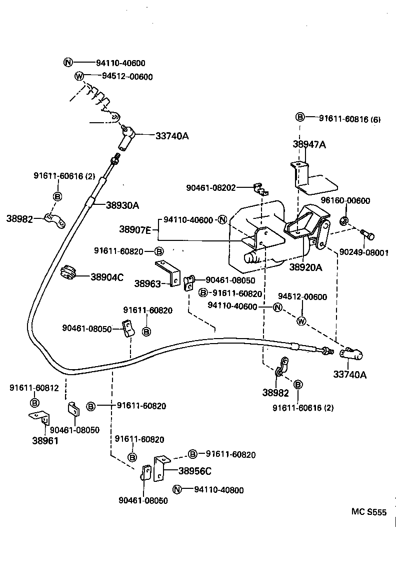 38930-93131 CABLE ASSY, PUSH PULL product image