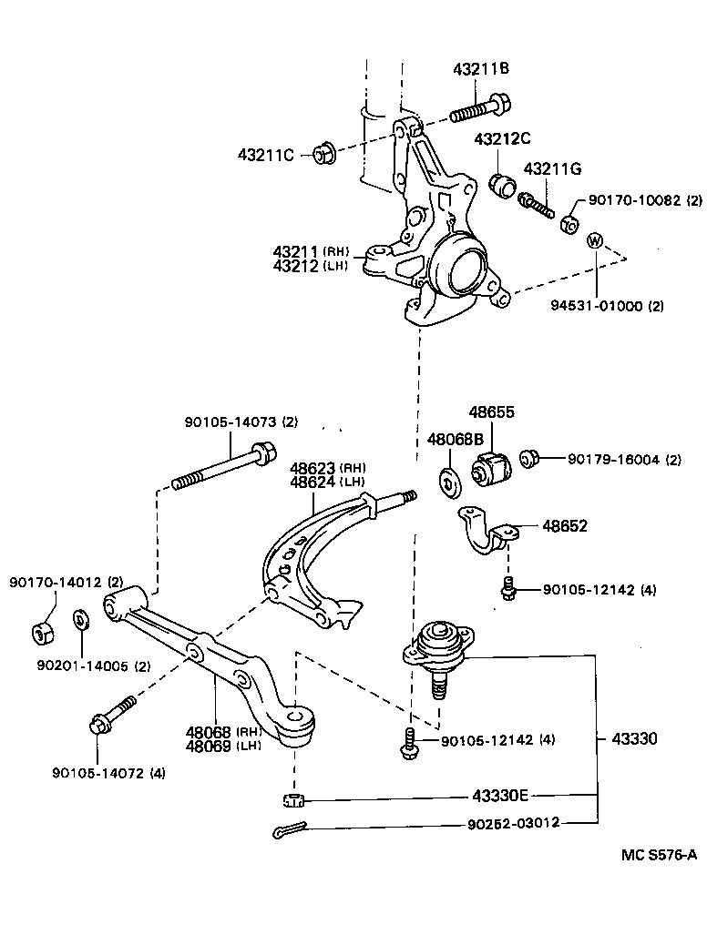 Toyota 43212-28020 KNUCKLE, STEERING, LH