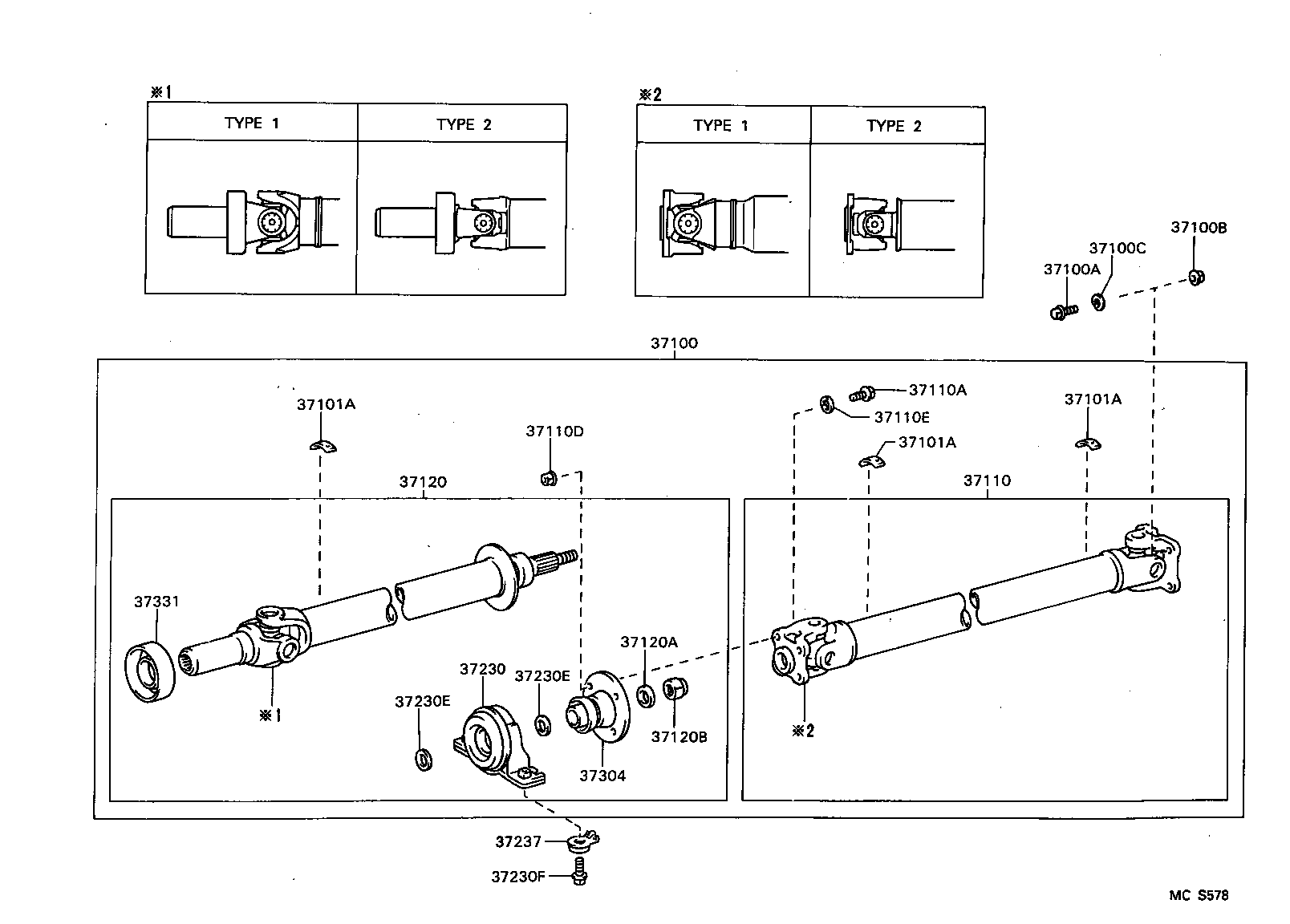 37100-30540 SHAFT ASSY, PROPELLER W/CENTER BEARING product image