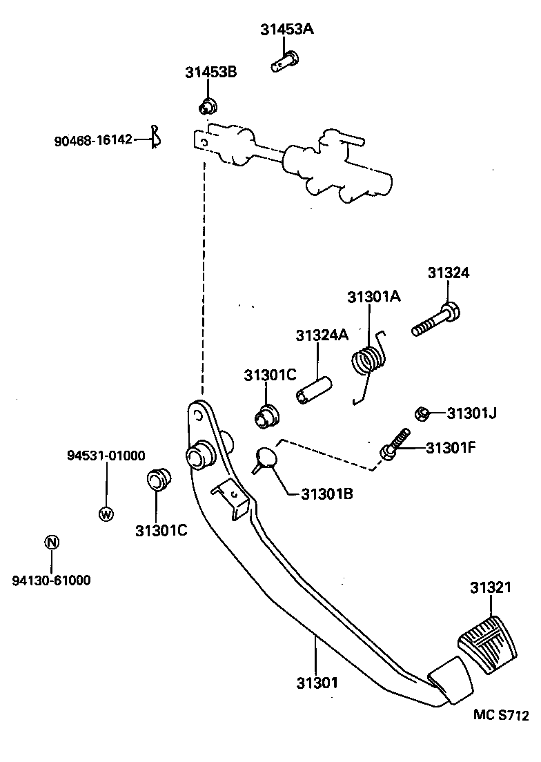 31301-37120 PEDAL SUB-ASSY, CLUTCH product image