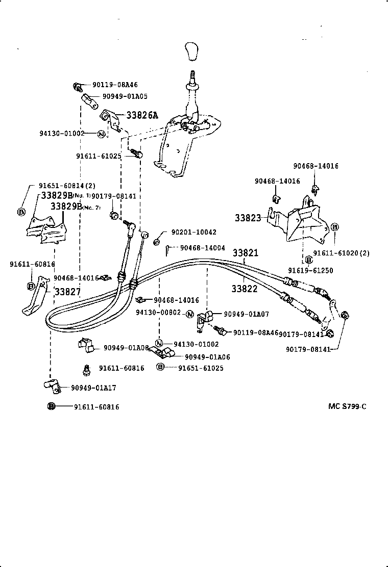 33820-37460 CABLE TRANSMISSION CONTROL SHIFT (FOR FLOOR SHIFT) product image