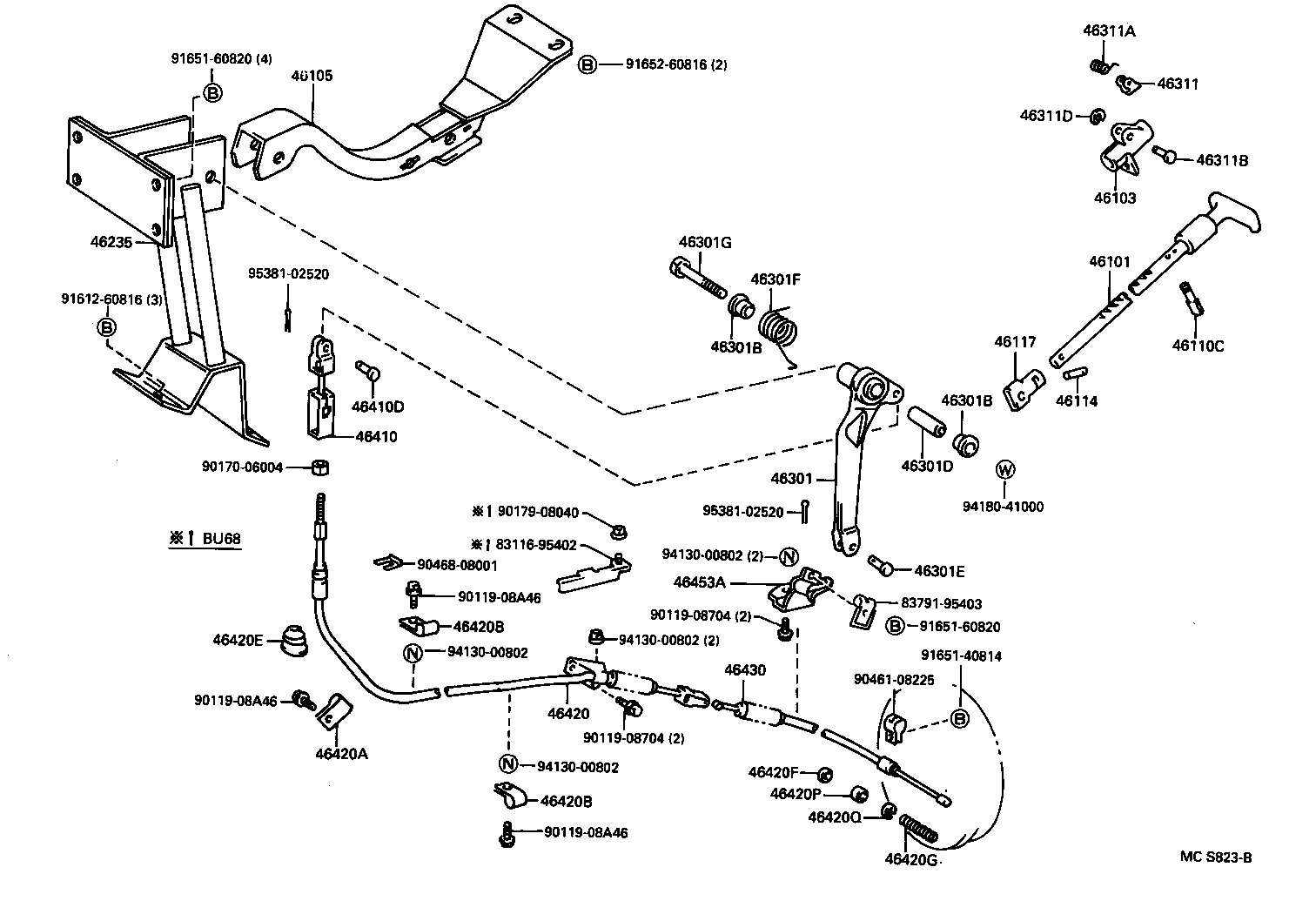 46420-25261 CABLE ASSY, PARKING BRAKE, NO.2 product image