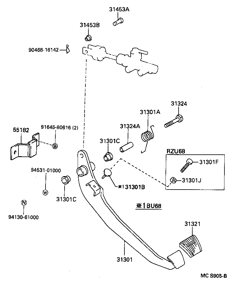 31301-25040 PEDAL SUB-ASSY, CLUTCH product image