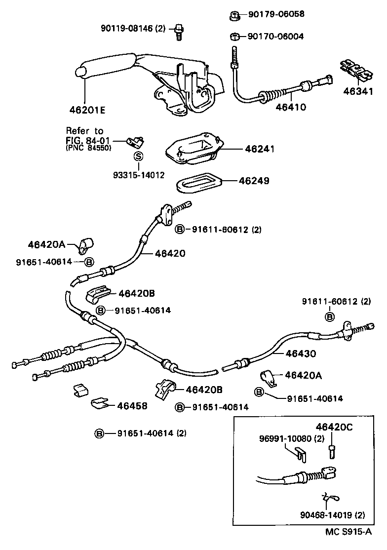 46420-12450 CABLE ASSY, PARKING BRAKE, NO.2 product image