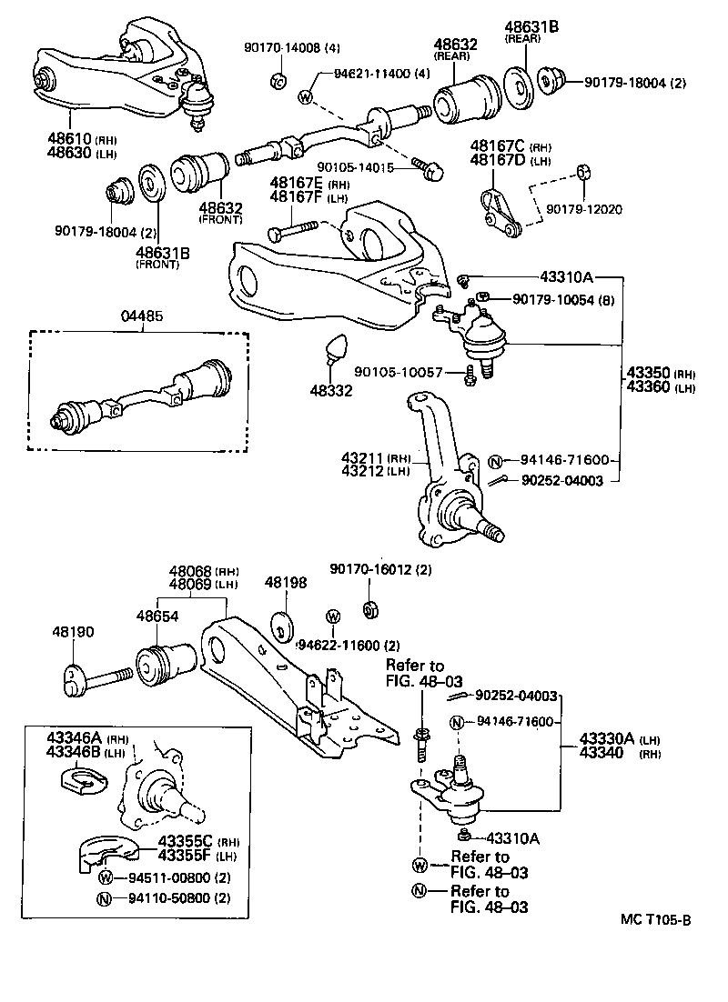 48069-25010 ARM SUB-ASSY, FRONT SUSPENSION, LOWER NO.1 LH product image