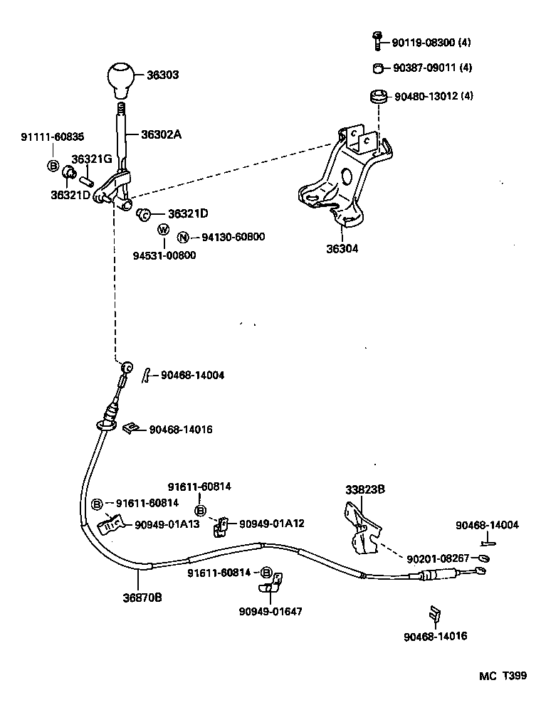 36870-25010 CABLE ASSY, TRANSFER CONTROL product image
