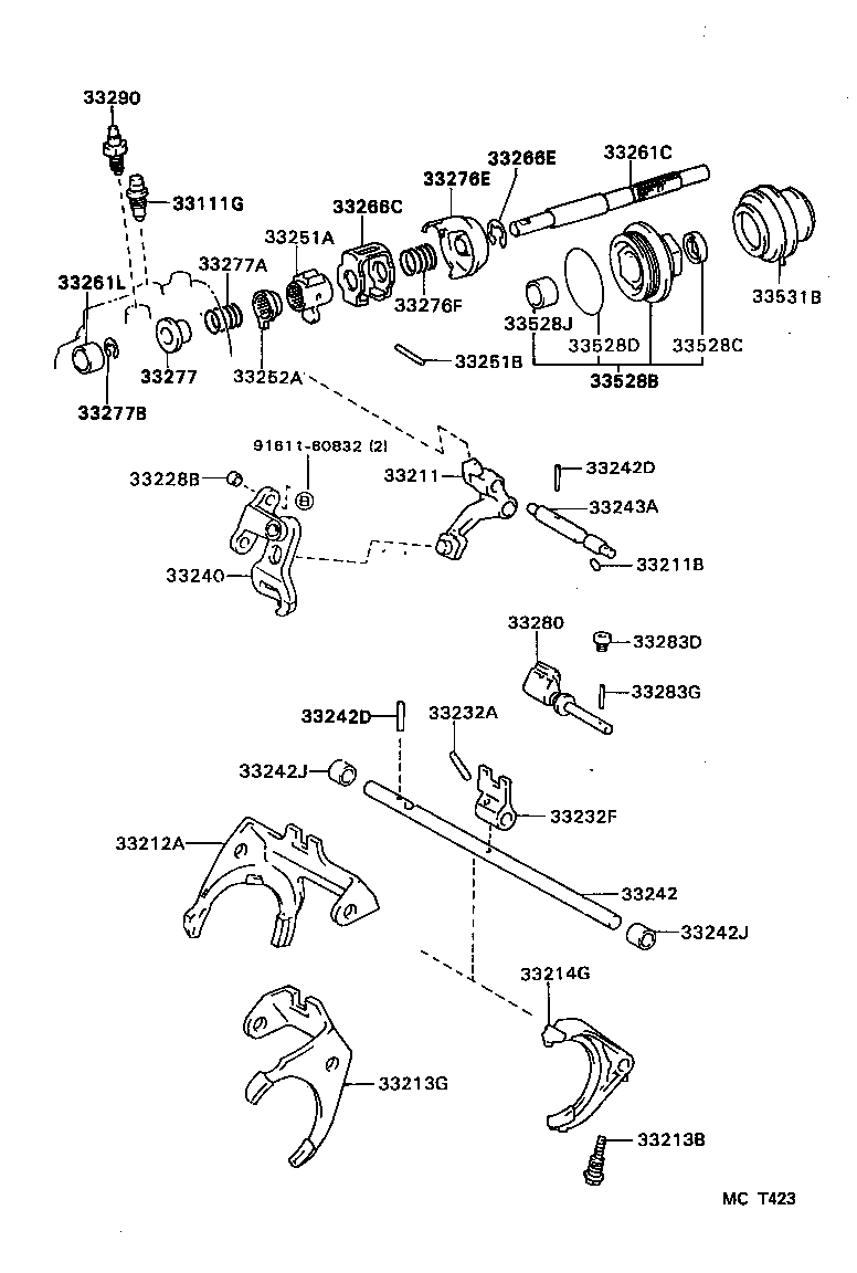 33205-12040 SHAFT SUB-ASSY, GEAR SHIFT FORK, NO.1 product image