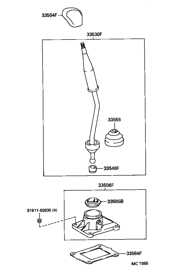 33530-26070 LEVER ASSY, SHIFT (FOR FLOOR SHIFT) product image