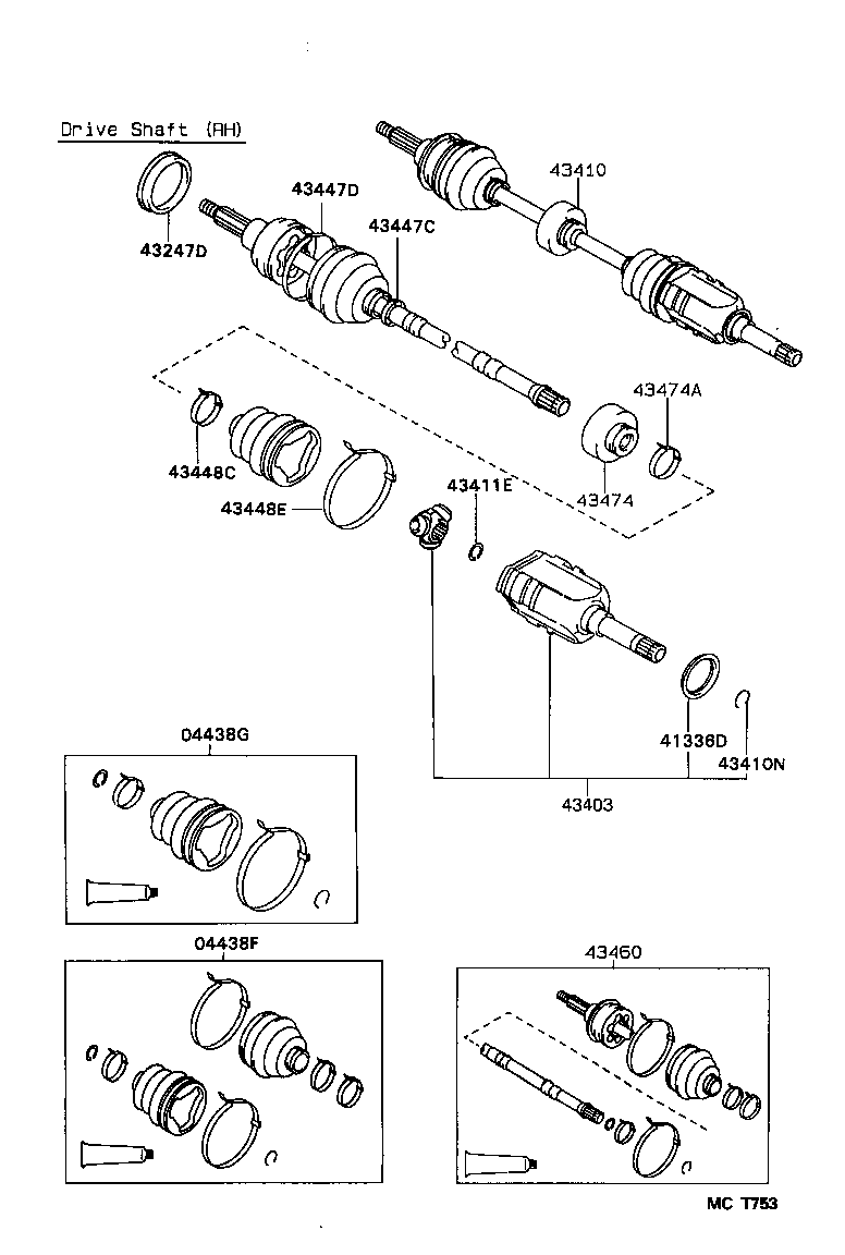 04438-10050 BOOT KIT, FRONT DRIVE SHAFT INBOARD JOINT, LH product image