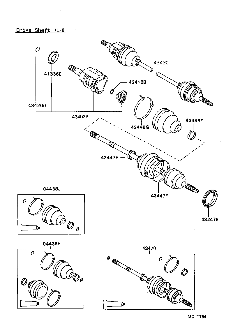 04438-10050 BOOT KIT, FRONT DRIVE SHAFT INBOARD JOINT, LH product image
