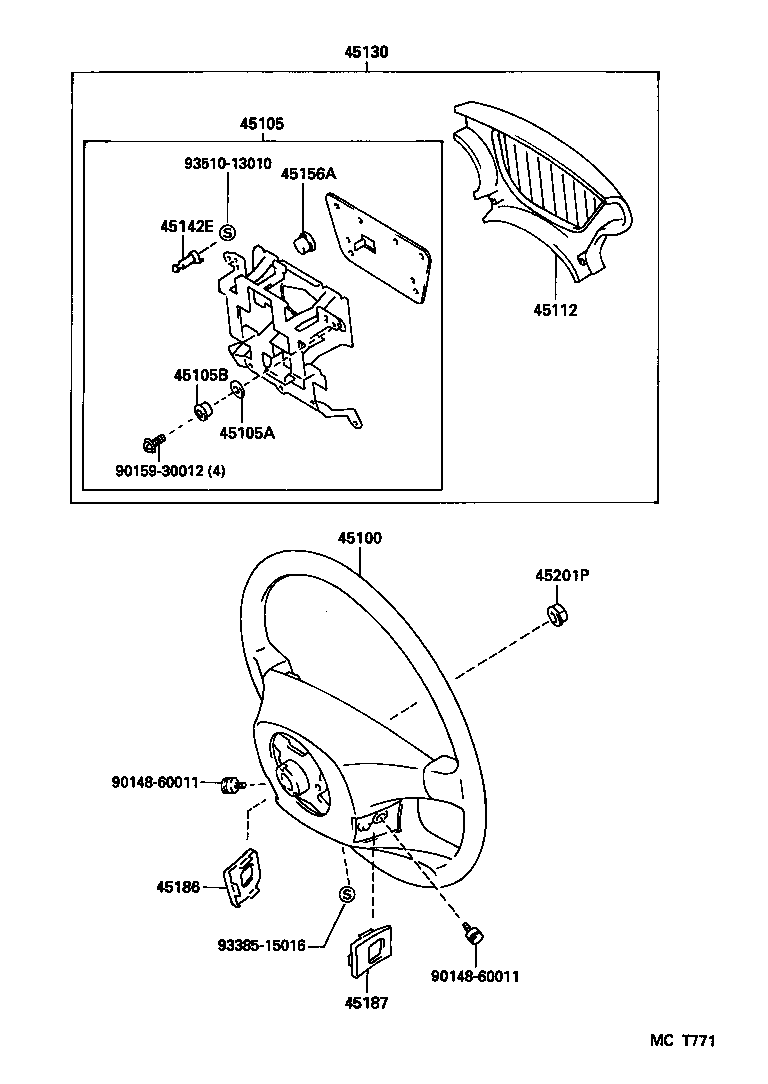 45100-32210 WHEEL ASSY, STEERING product image