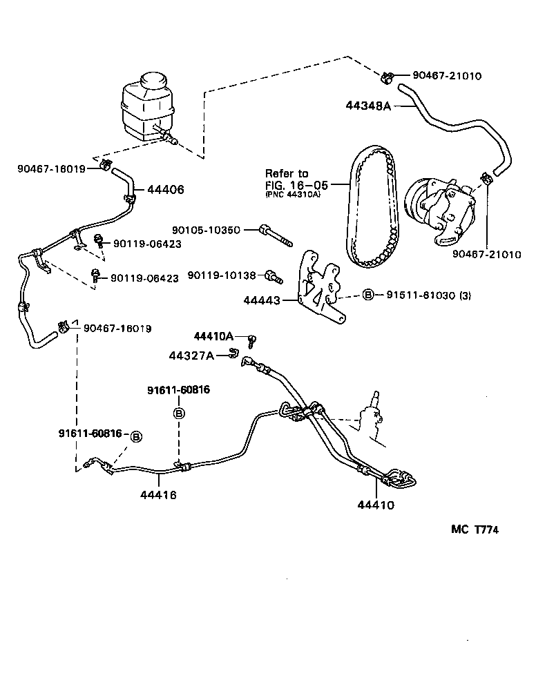 44416-06040 TUBE, RETURN(FOR STEERING GEAR OUTLET) product image
