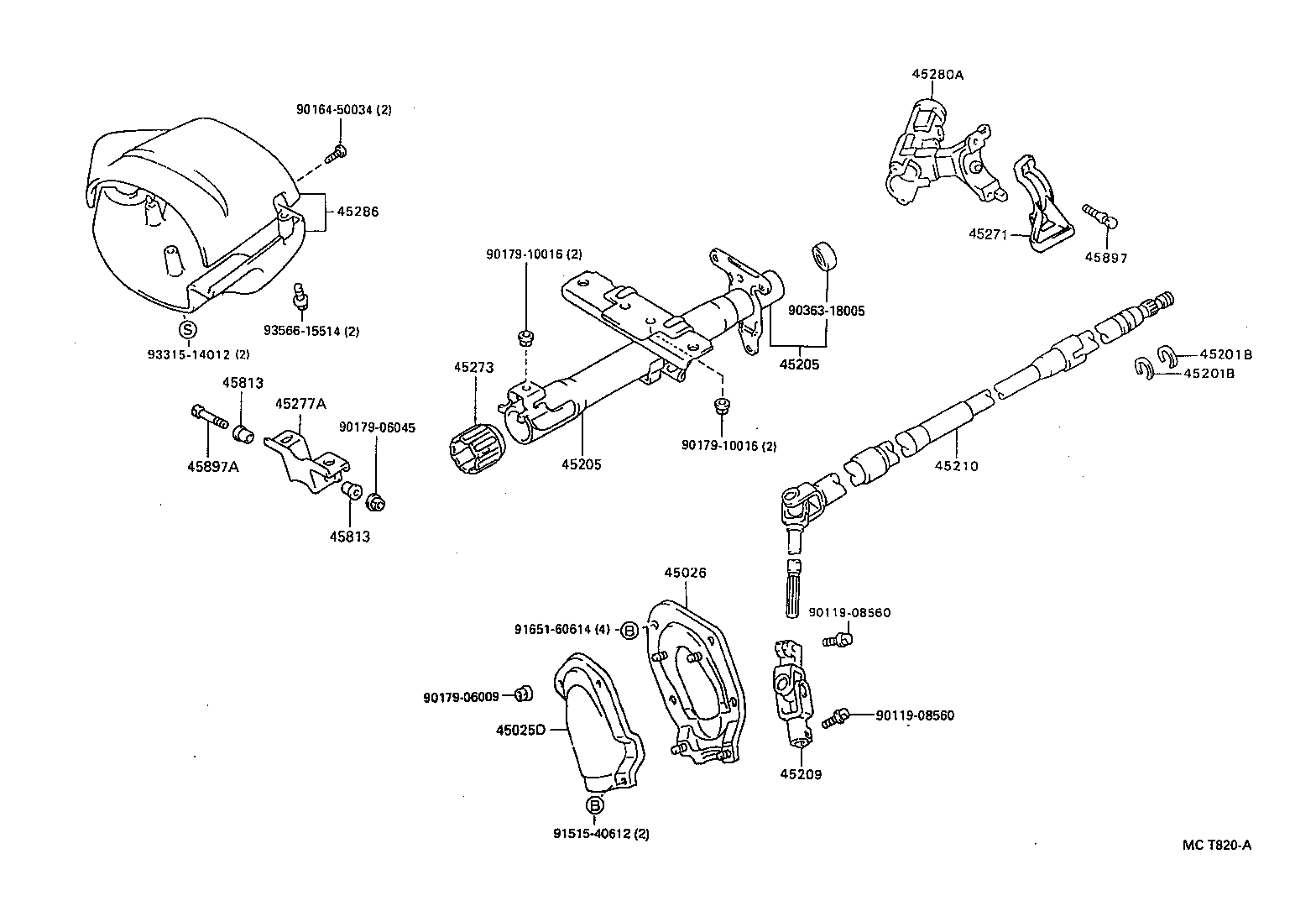 45205-10210 TUBE SUB-ASSY, STEERING COLUMN product image