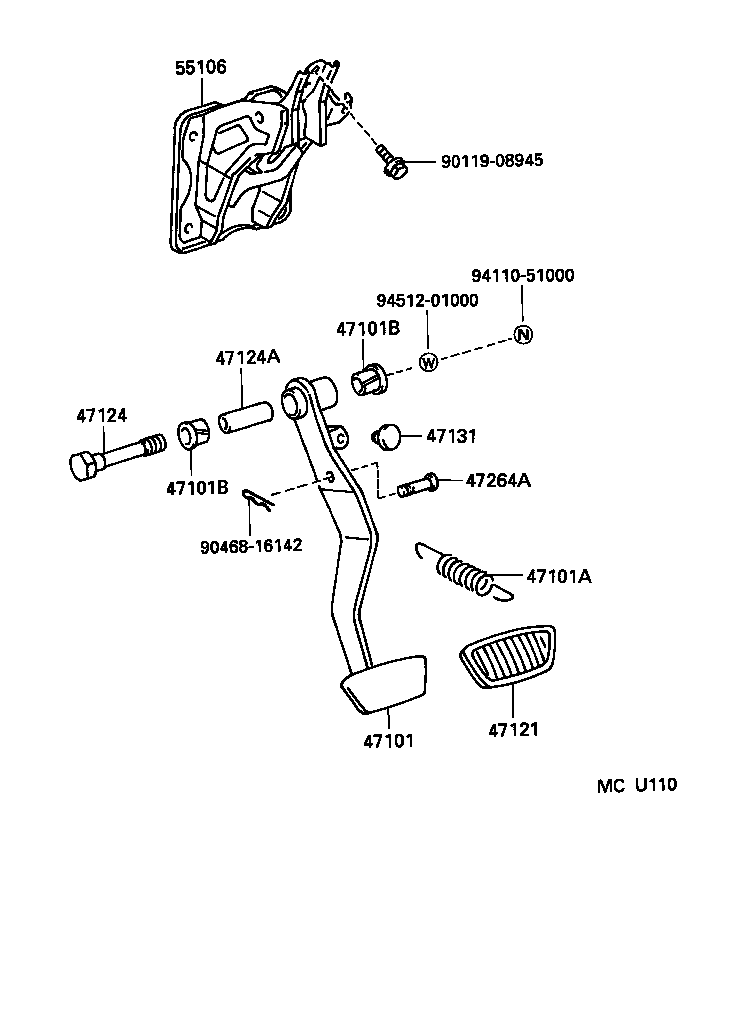 47101-30370 PEDAL SUB-ASSY, BRAKE product image