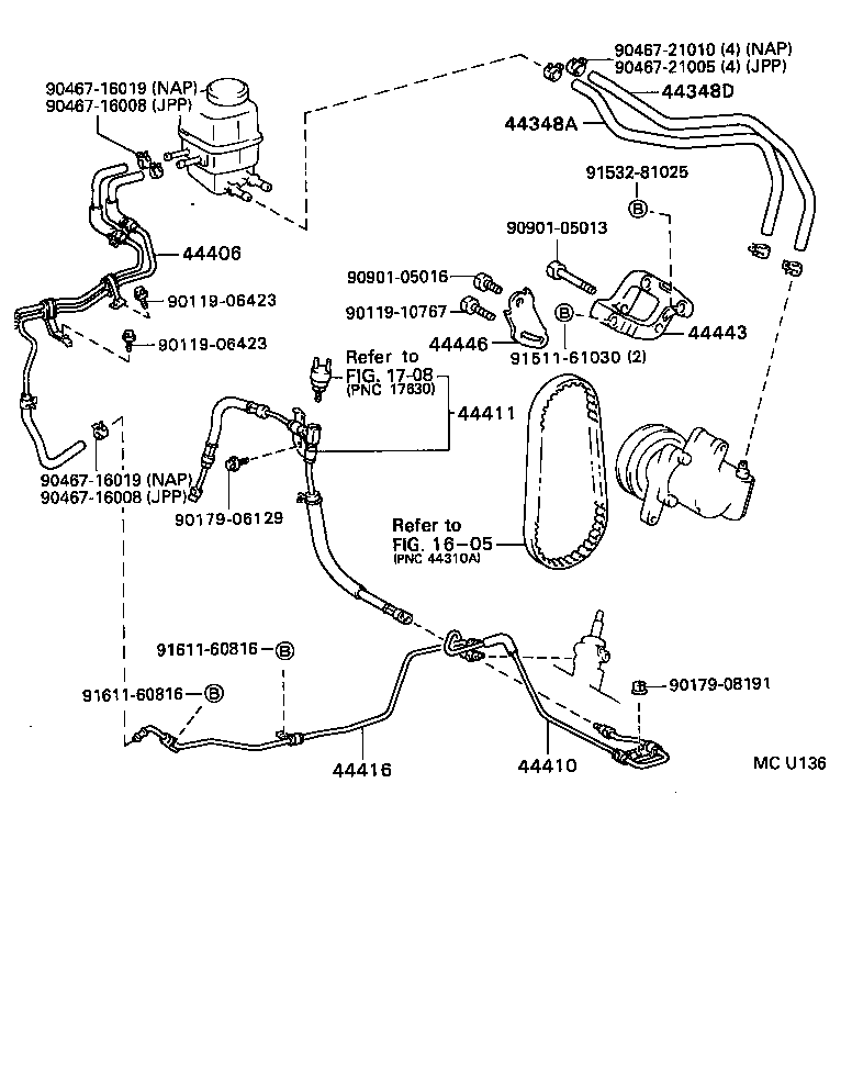 44348-06050 HOSE, OIL RESERVOIR TO PUMP, NO.2 product image