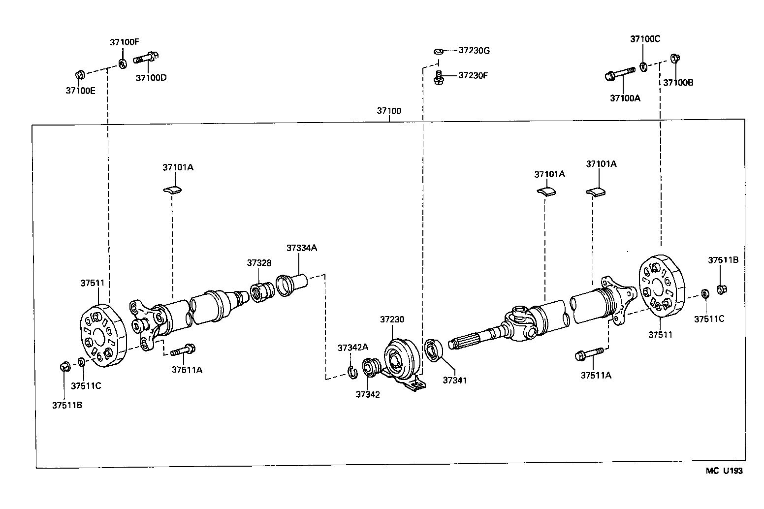 37100-30690 SHAFT ASSY, PROPELLER W/CENTER BEARING product image
