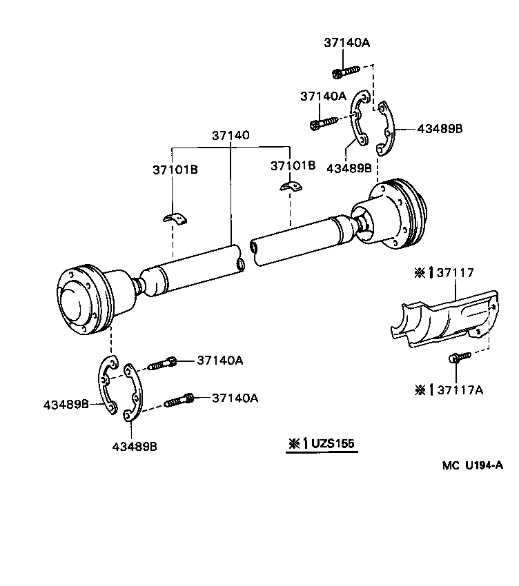 37100-30690 SHAFT ASSY, PROPELLER W/CENTER BEARING product image