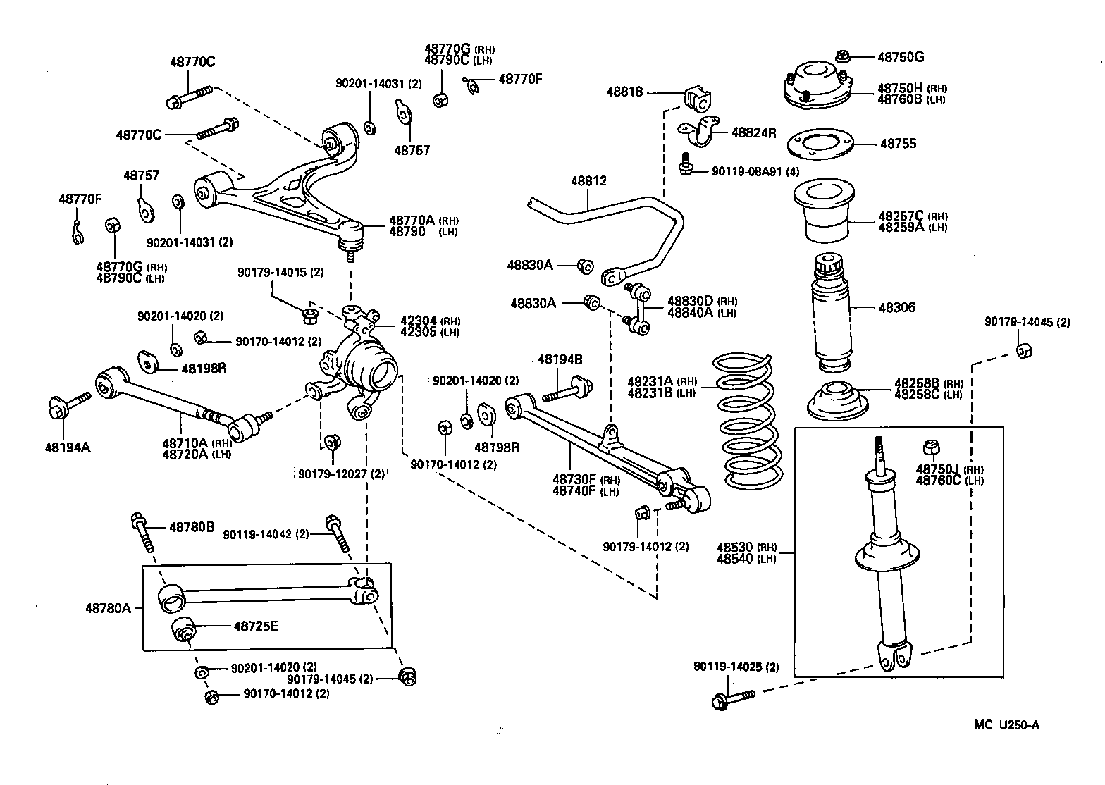 48080-30100 CYLINDER ASSY, PNEUMATIC, REAR RH W/SHOCK ABSORBER product image