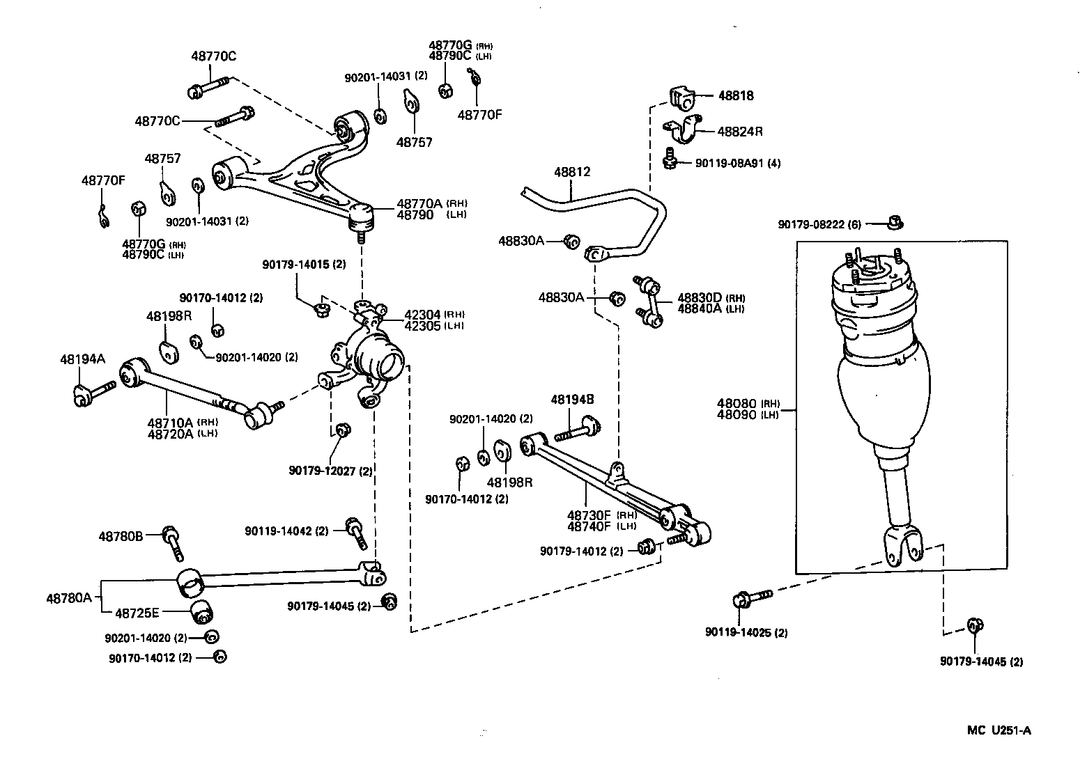 48080-30100 CYLINDER ASSY, PNEUMATIC, REAR RH W/SHOCK ABSORBER product image