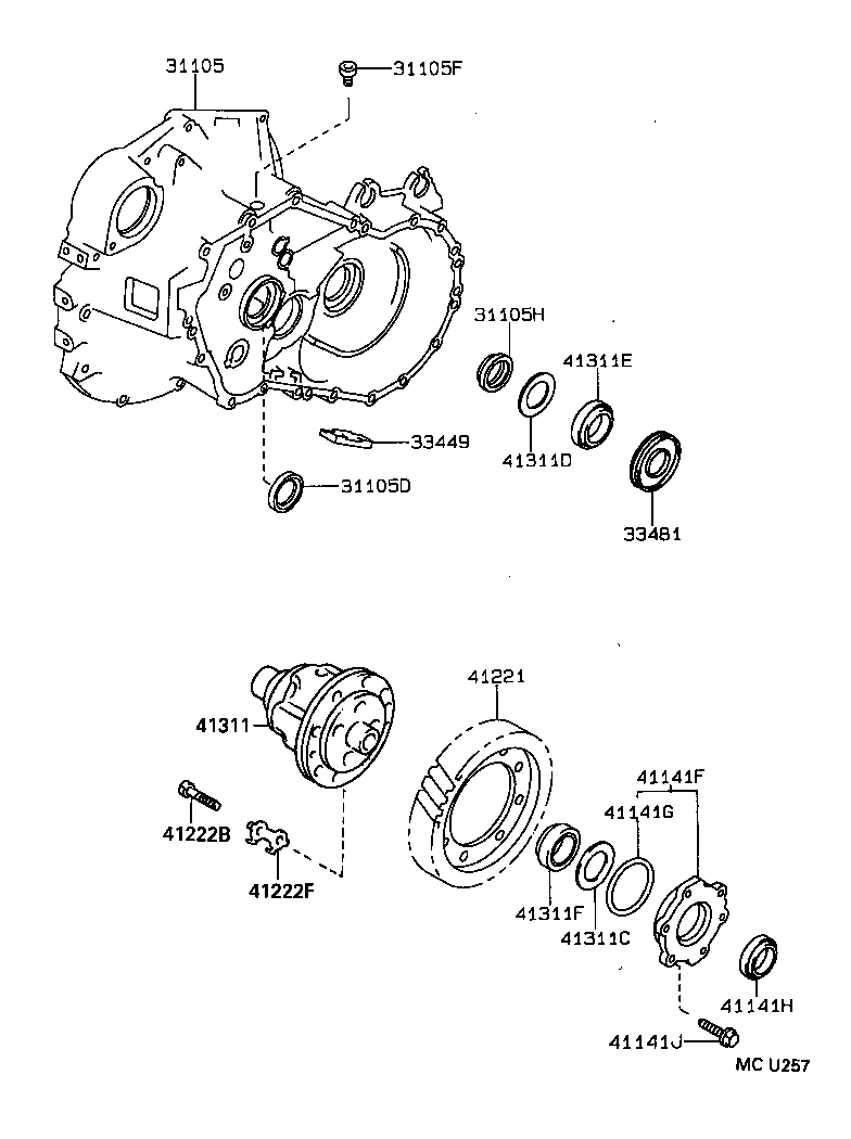 41301-20180 CASE SUB-ASSY, FRONT DIFFERENTIAL, NO.1 product image