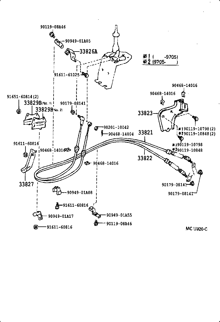 33820-37640 CABLE TRANSMISSION CONTROL SHIFT (FOR FLOOR SHIFT) product image