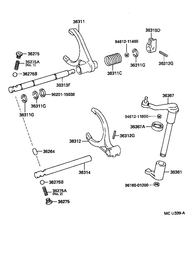 33506-27050 RETAINER SUB-ASSY, TRANSFER CONTROL SHIFT LEVER product image